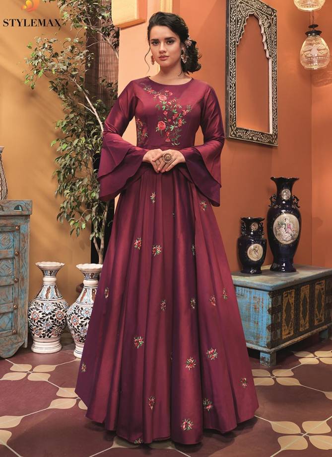 Sapphira Stylemax Fancy Designer Stylish Wedding Wear Heavy Cotton Feel Muslin Latest Worked Heavy Readymade Gown Collection